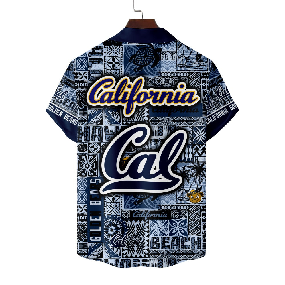 California Golden Bears American Football Hawaiian All Over Print Short Sleeve ShirtMens short sleeve shirts Big and tall Mens shirts Short sleeve shirts for men Mens 4xl shirts Casual short sleeve shirts