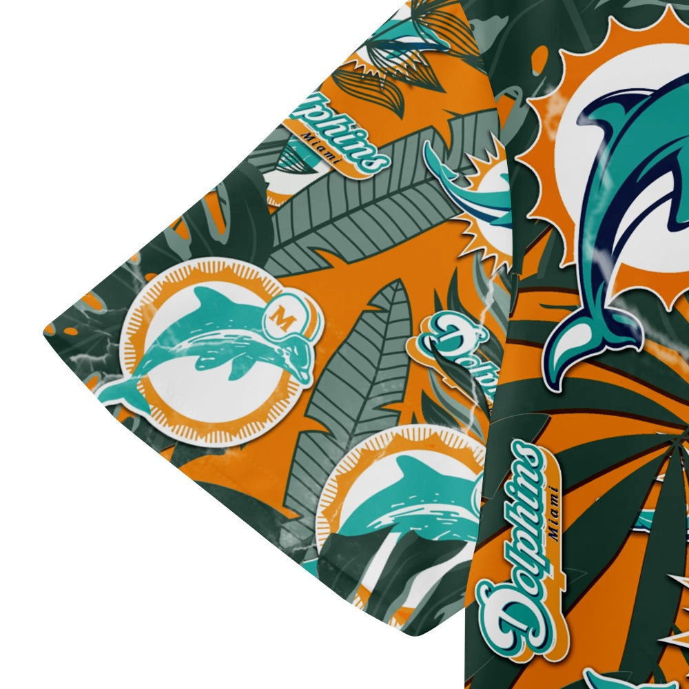 Miami Dolphins American Football Hawaiian Print Short Sleeve ShirtMens short sleeve shirts Big and tall Mens shirts Short sleeve shirts for men Mens 4xl shirts Casual short sleeve shirts