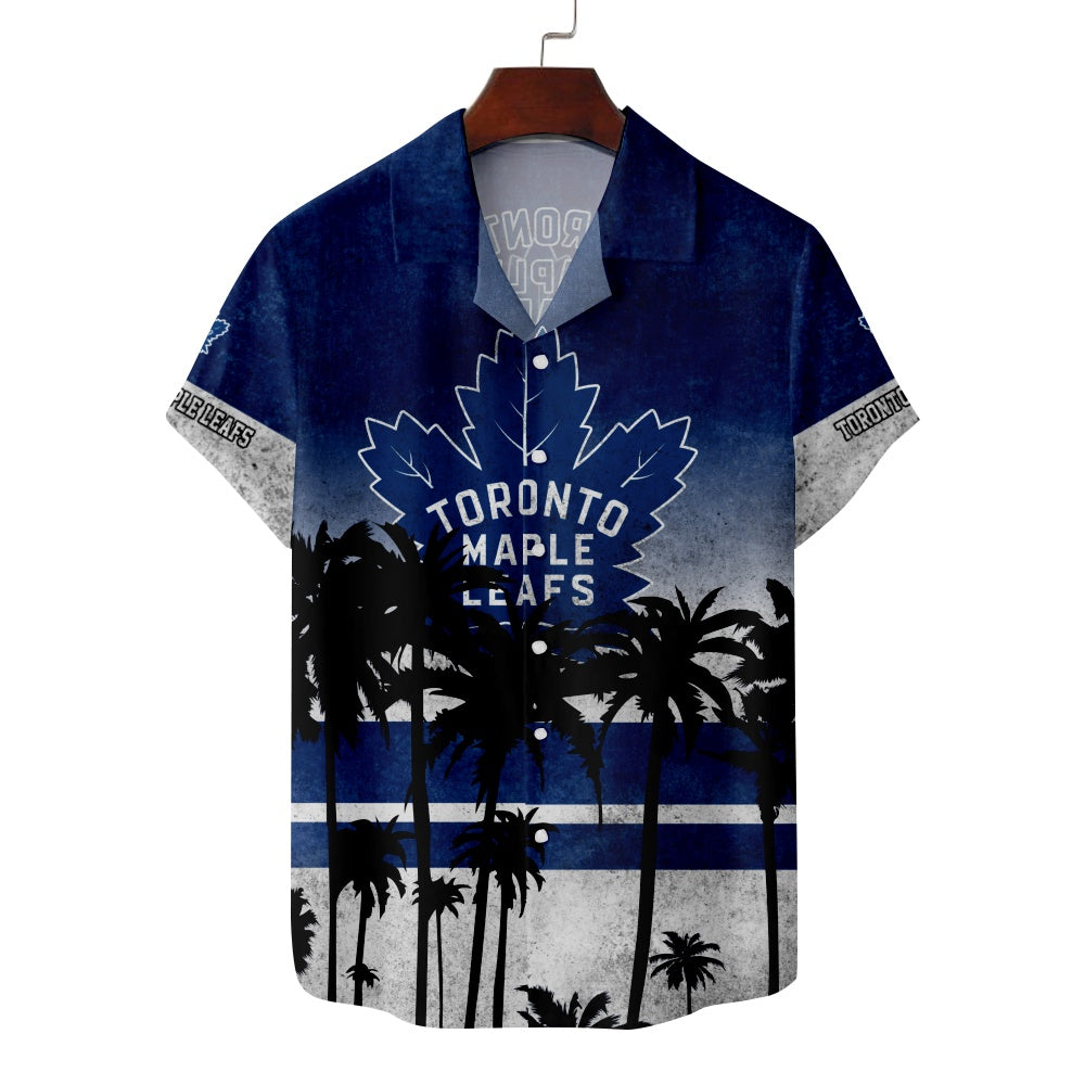 Toronto Maple Leafs Ice Hockey Palm Tree Print Short Sleeve ShirtMens short sleeve shirts Big and tall Mens shirts Short sleeve shirts for men Mens 4xl shirts Casual short sleeve shirts