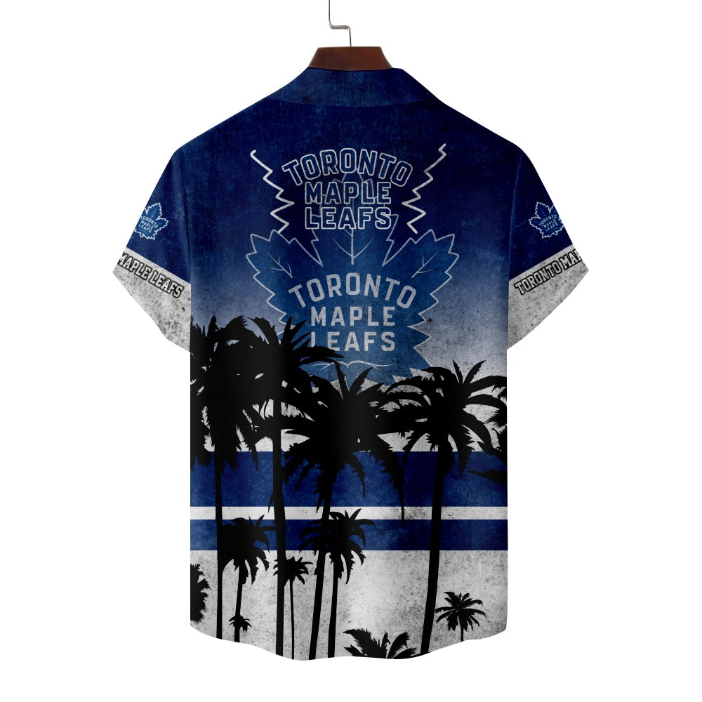 Toronto Maple Leafs Ice Hockey Palm Tree Print Short Sleeve ShirtMens short sleeve shirts Big and tall Mens shirts Short sleeve shirts for men Mens 4xl shirts Casual short sleeve shirts