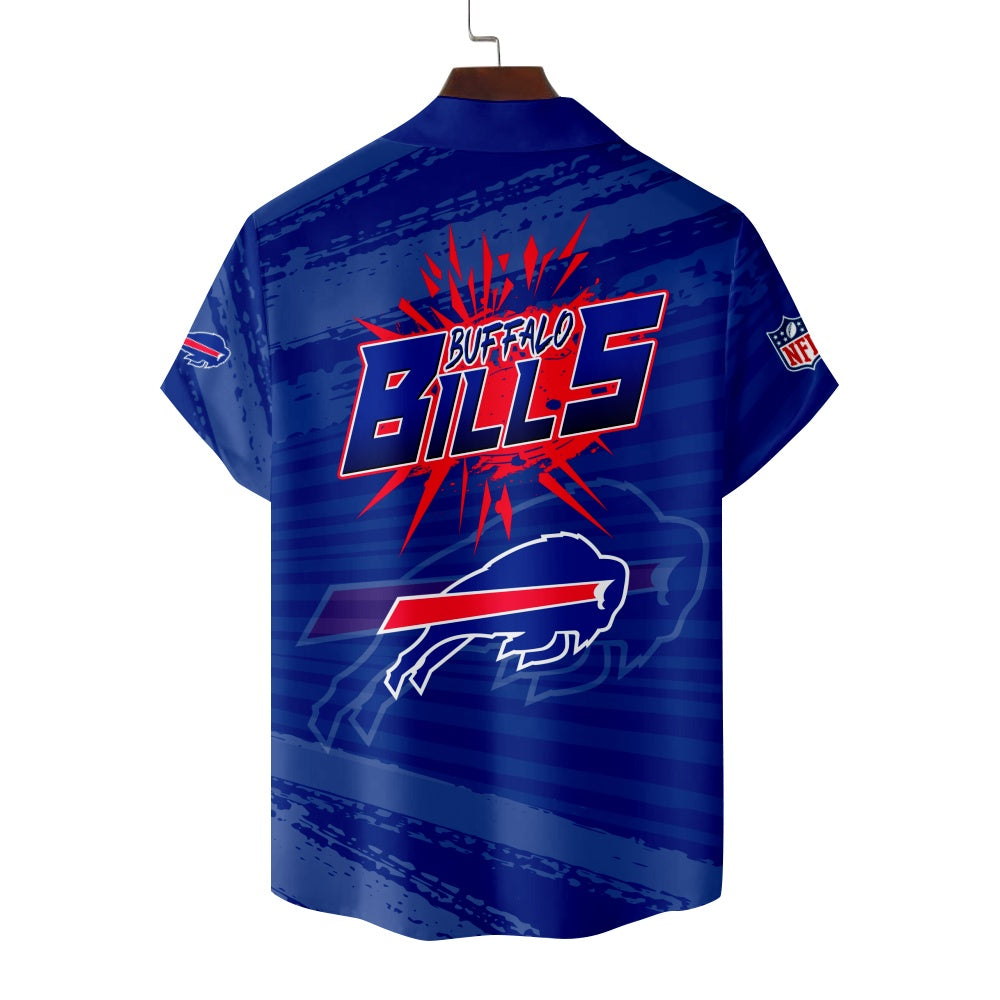 Buffalo Bills American Football Running Footballer Print Short Sleeve ShirtMens short sleeve shirts Big and tall Mens shirts Short sleeve shirts for men Mens 4xl shirts Casual short sleeve shirts