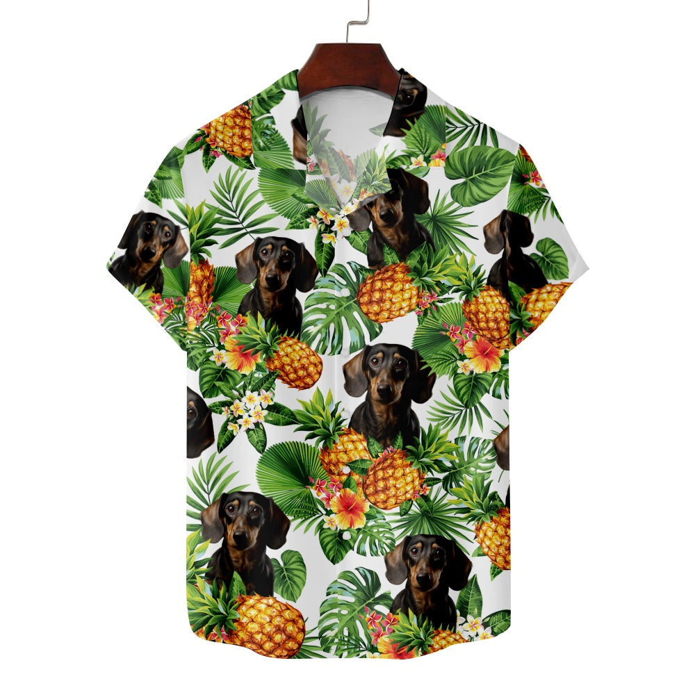 Men's Dachshund Dog Pineapple Hawaiian Vacation Print Short Sleeve ShirtMens short sleeve shirts Big and tall Mens shirts Short sleeve shirts for men Mens 4xl shirts Casual short sleeve shirts