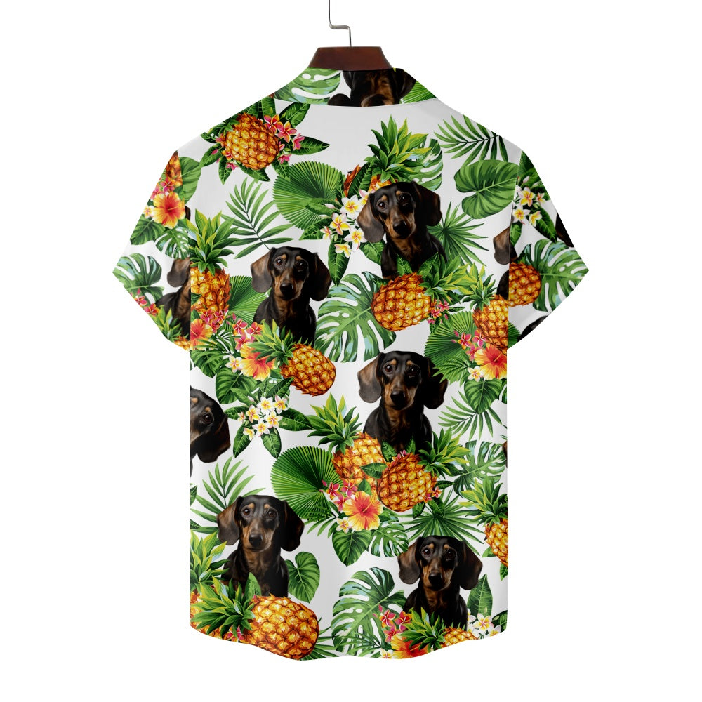 Men's Dachshund Dog Pineapple Hawaiian Vacation Print Short Sleeve ShirtMens short sleeve shirts Big and tall Mens shirts Short sleeve shirts for men Mens 4xl shirts Casual short sleeve shirts