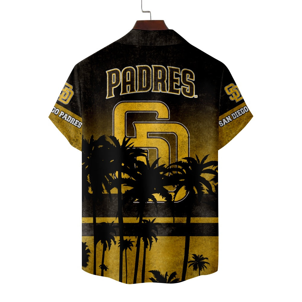 San Diego Padres Baseball Hawaiian Palm Tree Print Short Sleeve ShirtMens short sleeve shirts Big and tall Mens shirts Short sleeve shirts for men Mens 4xl shirts Casual short sleeve shirts