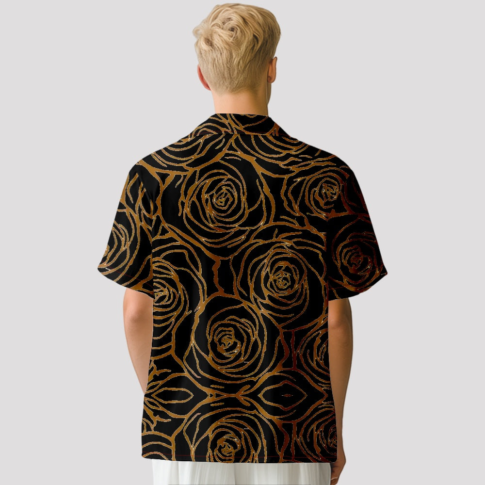 Men's Hand-Drawn Illustrated Minimalist Roses Floral Short Sleeve ShirtMens short sleeve shirts Big and tall Mens shirts Short sleeve shirts for men Mens 4xl shirts Casual short sleeve shirts