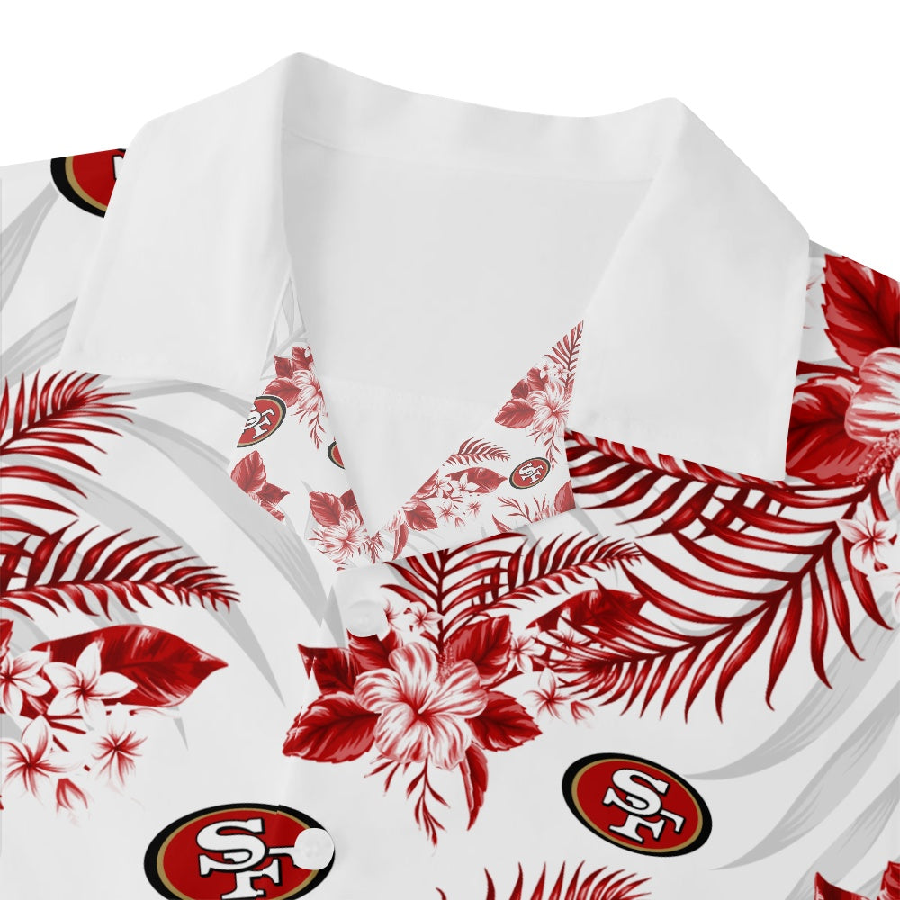 San Francisco 49ers American Football Hawaiian Print Short Sleeve ShirtMens short sleeve shirts Big and tall Mens shirts Short sleeve shirts for men Mens 4xl shirts Casual short sleeve shirts