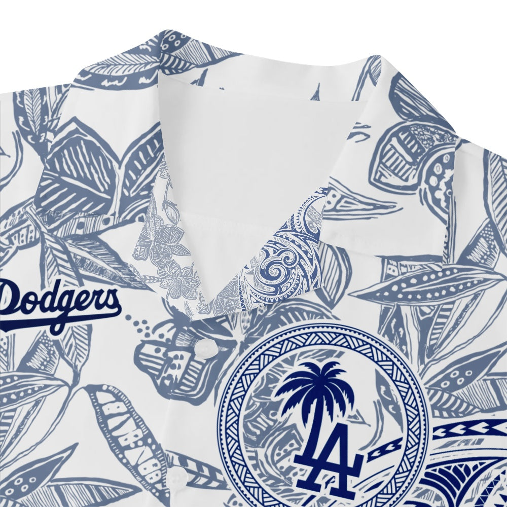 Los Angeles Dodgers Baseball Hawaiian Tribal Floral Print ShirtMens short sleeve shirts Big and tall Mens shirts Short sleeve shirts for men Mens 4xl shirts Casual short sleeve shirts