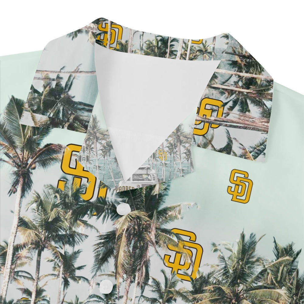 San Diego Padres Baseball Minibus Palm Tree Ocean Short Sleeve ShirtMens short sleeve shirts Big and tall Mens shirts Short sleeve shirts for men Mens 4xl shirts Casual short sleeve shirts