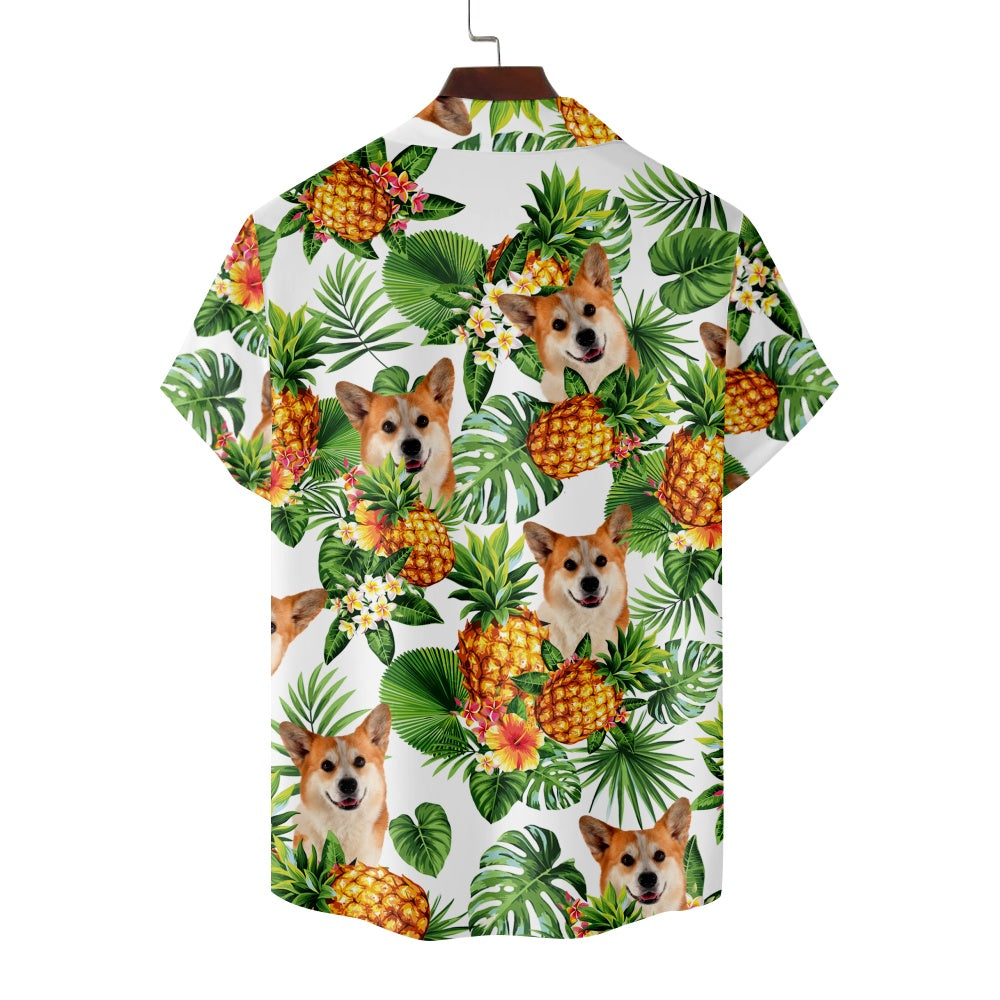 Men's Corgi Dog Pineapple Hawaiian Vacation Print Short Sleeve ShirtMens short sleeve shirts Big and tall Mens shirts Short sleeve shirts for men Mens 4xl shirts Casual short sleeve shirts