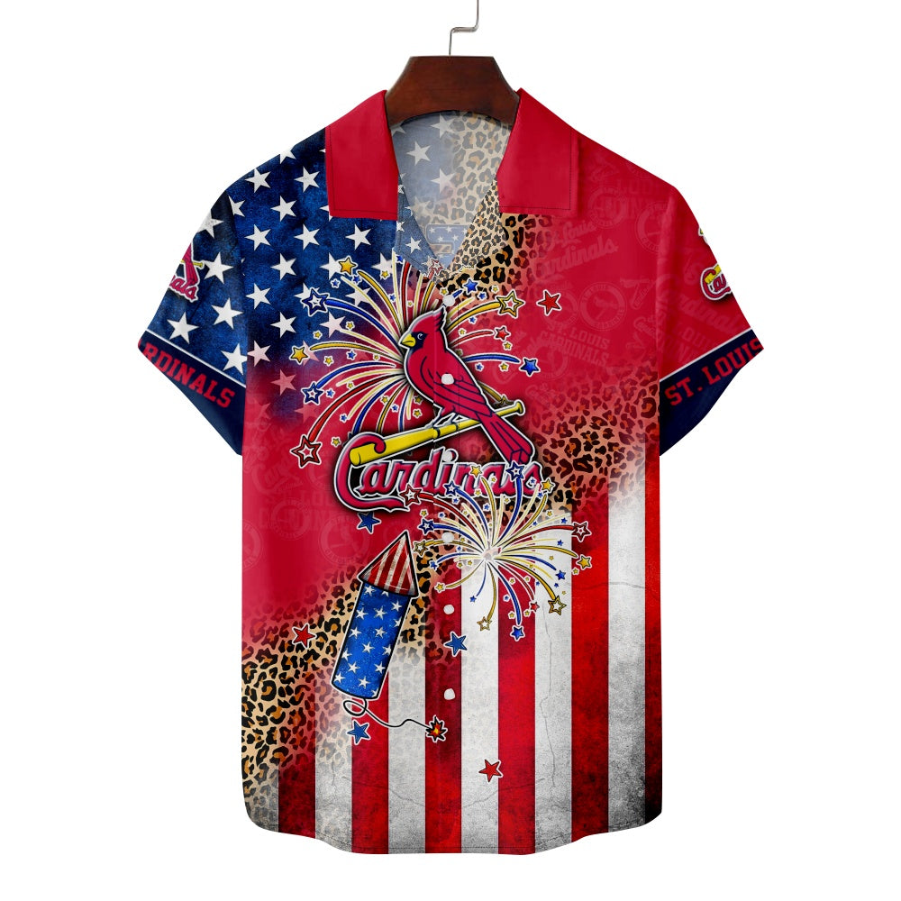 St. Louis Cardinals Baseball Print Star Striped Flag ShirtMens short sleeve shirts Big and tall Mens shirts Short sleeve shirts for men Mens 4xl shirts Casual short sleeve shirts