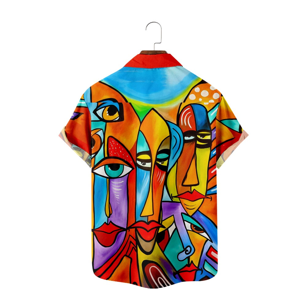 Men's Abstract Painting Print Short Sleeve ShirtMens short sleeve shirts Big and tall Mens shirts Short sleeve shirts for men Mens 4xl shirts Casual short sleeve shirts