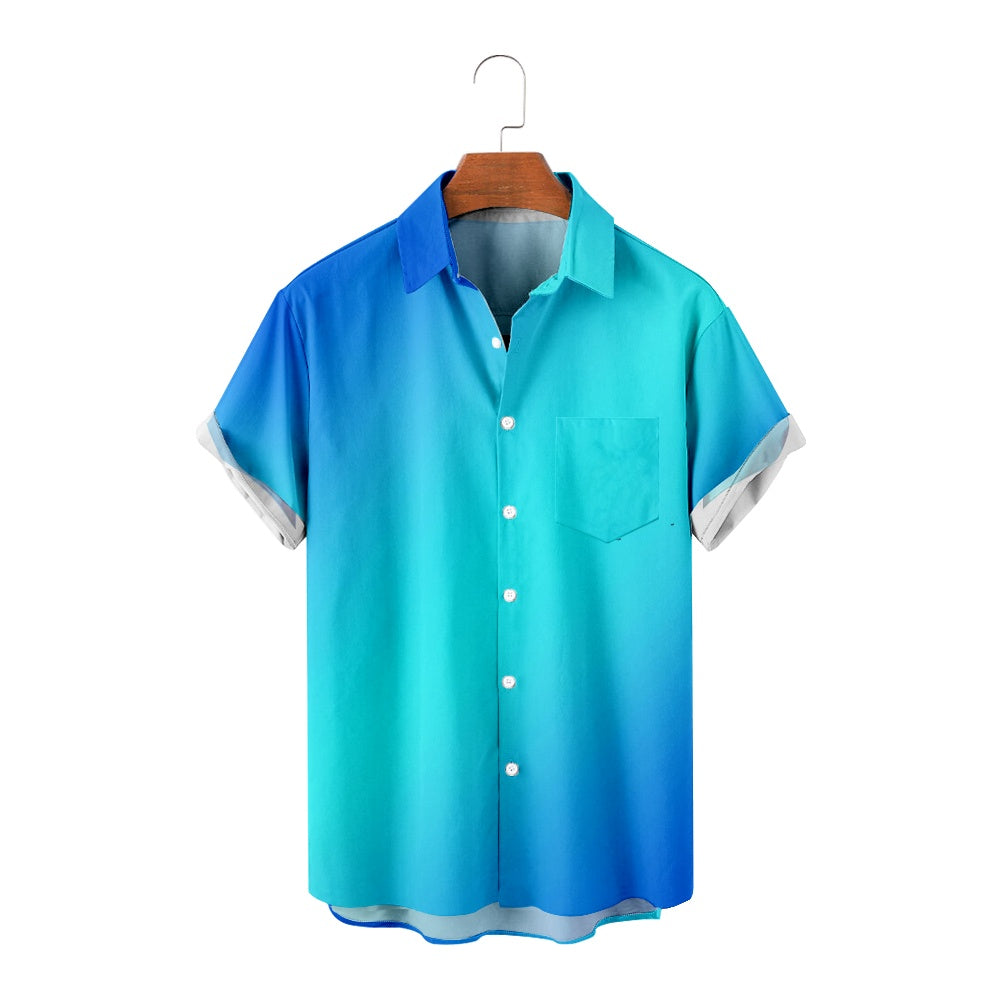 Men's Blue Ombre Casual Everyday Short Sleeve ShirtMens short sleeve shirts Big and tall Mens shirts Short sleeve shirts for men Mens 4xl shirts Casual short sleeve shirts