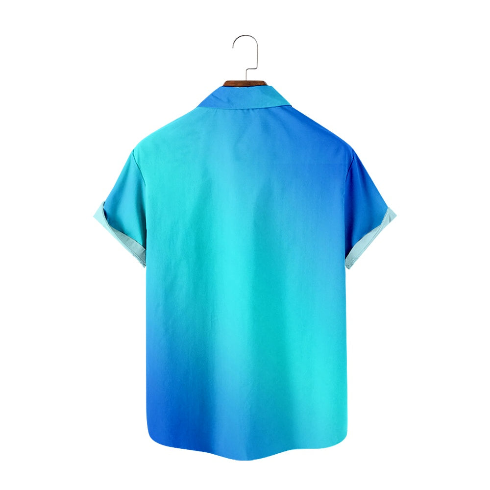 Men's Blue Ombre Casual Everyday Short Sleeve ShirtMens short sleeve shirts Big and tall Mens shirts Short sleeve shirts for men Mens 4xl shirts Casual short sleeve shirts