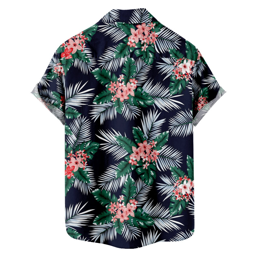 Men's Hawaiian Floral Print Leaf Pattern Short Sleeve ShirtMens short sleeve shirts Big and tall Mens shirts Short sleeve shirts for men Mens 4xl shirts Casual short sleeve shirts