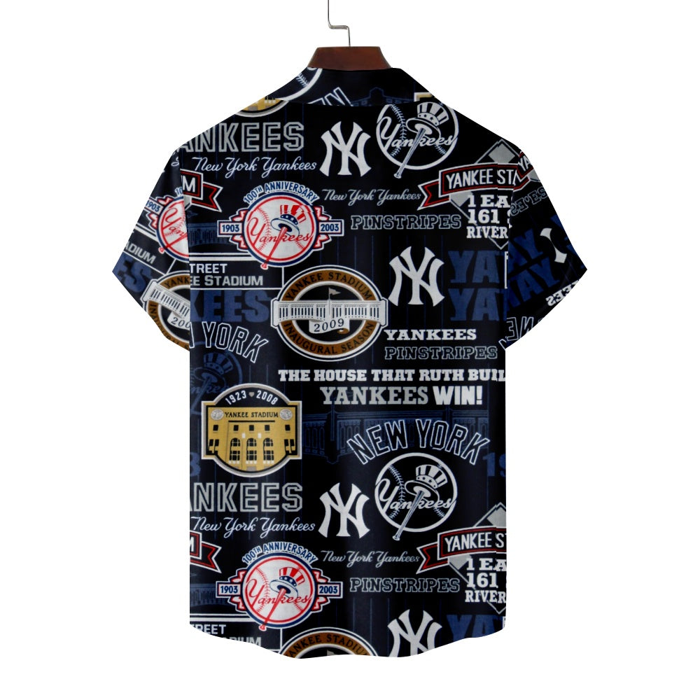 New York Yankees Baseball All Over Print Short Sleeve ShirtMens short sleeve shirts Big and tall Mens shirts Short sleeve shirts for men Mens 4xl shirts Casual short sleeve shirts