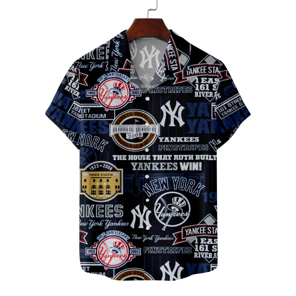 New York Yankees Baseball All Over Print Short Sleeve ShirtMens short sleeve shirts Big and tall Mens shirts Short sleeve shirts for men Mens 4xl shirts Casual short sleeve shirts