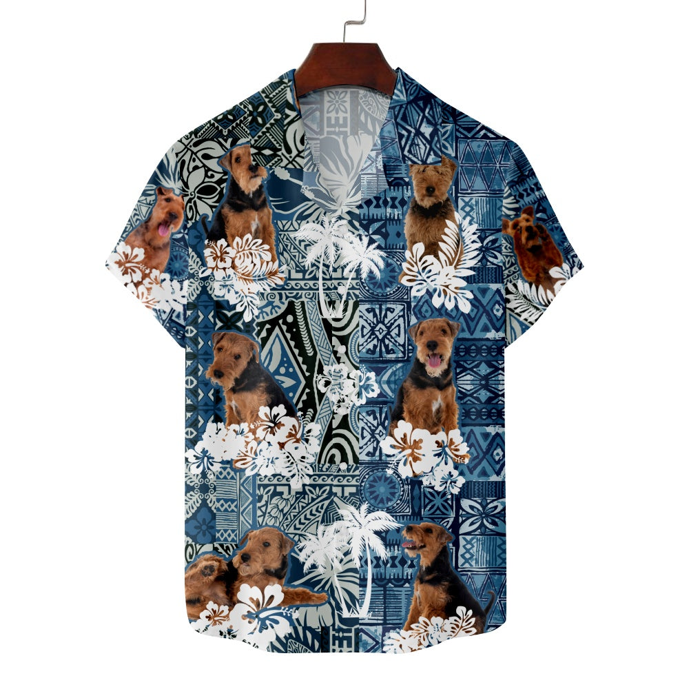 Men's Airedale Terrier Dog Hawaiian Print Short Sleeve ShirtMens short sleeve shirts Big and tall Mens shirts Short sleeve shirts for men Mens 4xl shirts Casual short sleeve shirts