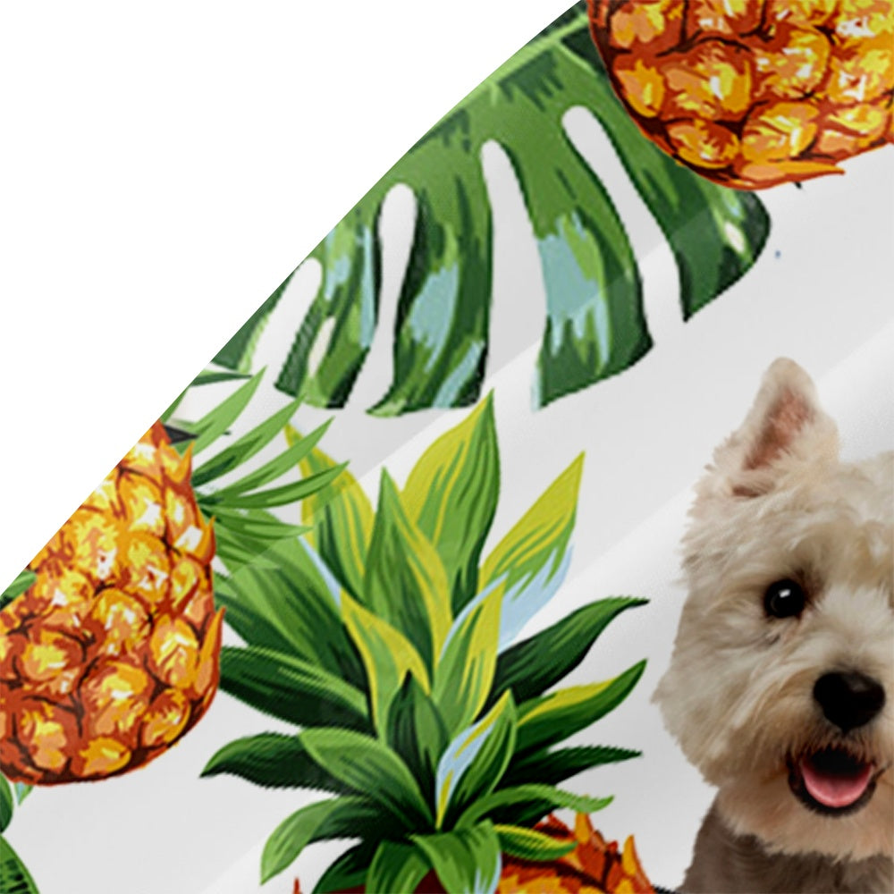 Men's West Highland White Terrier Dog Pineapple Hawaiian Vacation Print Short Sleeve ShirtMens short sleeve shirts Big and tall Mens shirts Short sleeve shirts for men Mens 4xl shirts Casual short sleeve shirts