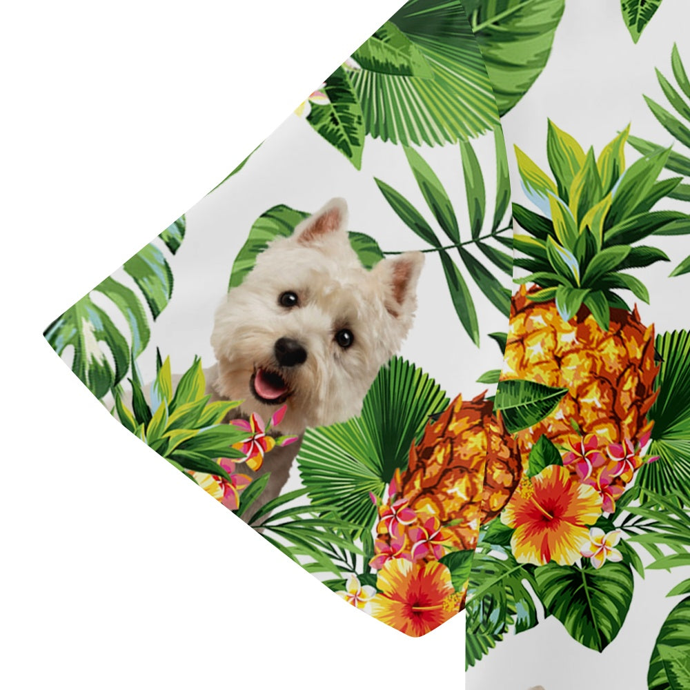 Men's West Highland White Terrier Dog Pineapple Hawaiian Vacation Print Short Sleeve ShirtMens short sleeve shirts Big and tall Mens shirts Short sleeve shirts for men Mens 4xl shirts Casual short sleeve shirts