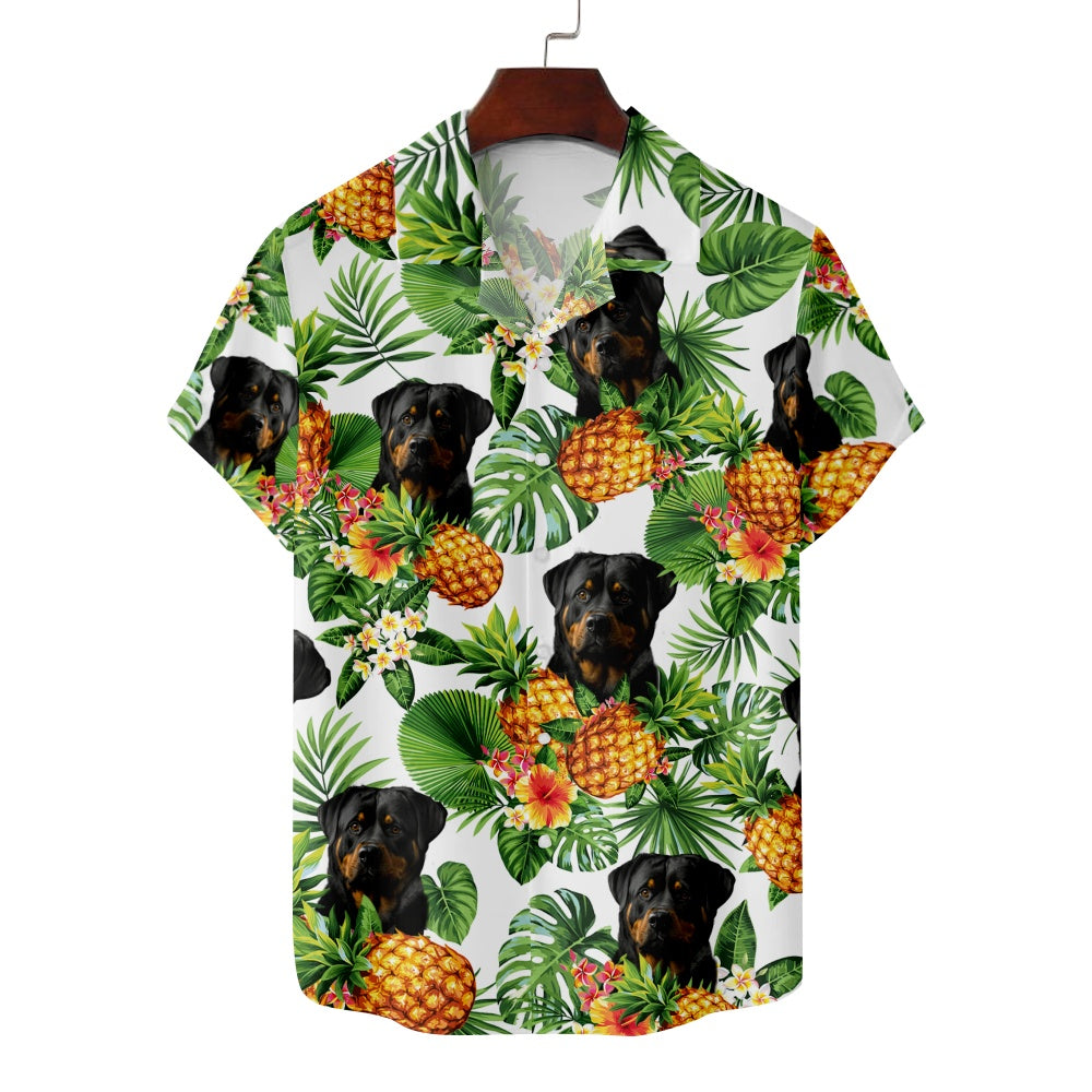 Men's Rottweiler Dog Pineapple Hawaiian Vacation Print Short Sleeve ShirtMens short sleeve shirts Big and tall Mens shirts Short sleeve shirts for men Mens 4xl shirts Casual short sleeve shirts