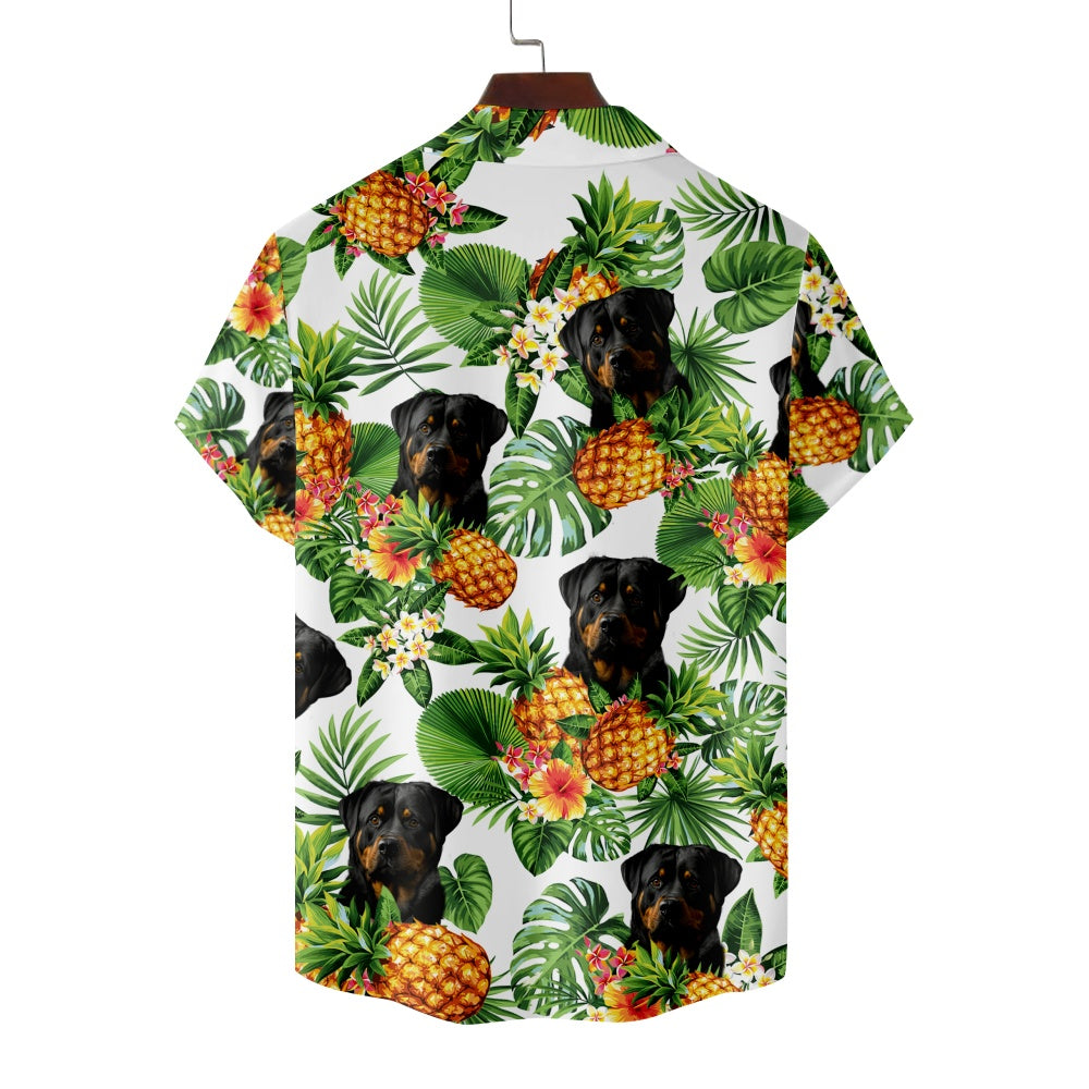 Men's Rottweiler Dog Pineapple Hawaiian Vacation Print Short Sleeve ShirtMens short sleeve shirts Big and tall Mens shirts Short sleeve shirts for men Mens 4xl shirts Casual short sleeve shirts