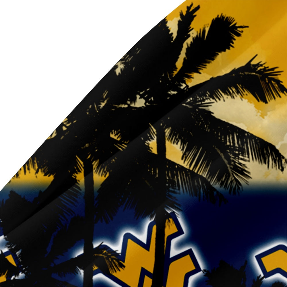 West Virginia Mountaineers American Football Hawaiian Palm Print Short Sleeve ShirtMens short sleeve shirts Big and tall Mens shirts Short sleeve shirts for men Mens 4xl shirts Casual short sleeve shirts