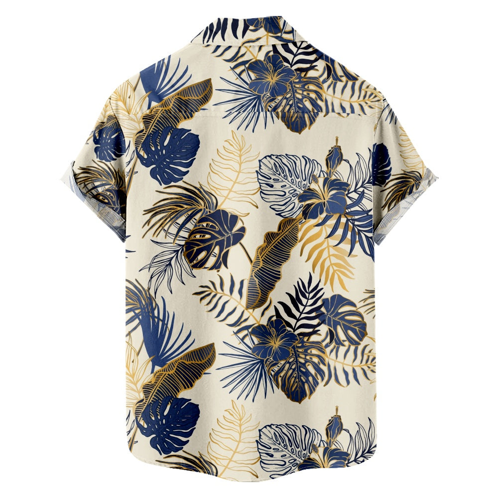 Men's Hawaiian Print Leaf Pattern Foliage Short Sleeve ShirtMens short sleeve shirts Big and tall Mens shirts Short sleeve shirts for men Mens 4xl shirts Casual short sleeve shirts