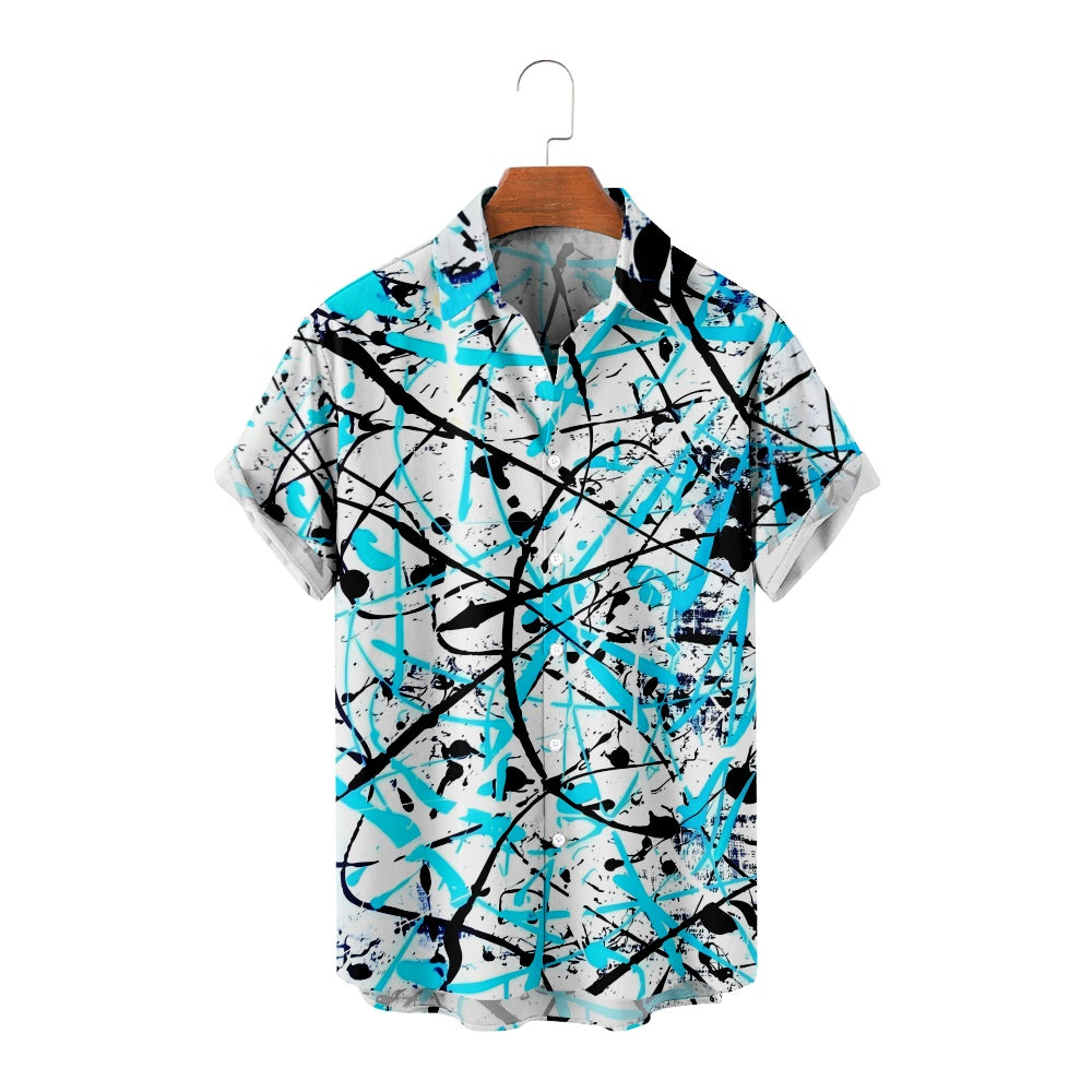 Men's Modern Art Paint Splashes Splatter Print Short Sleeve ShirtMens short sleeve shirts Big and tall Mens shirts Short sleeve shirts for men Mens 4xl shirts Casual short sleeve shirts