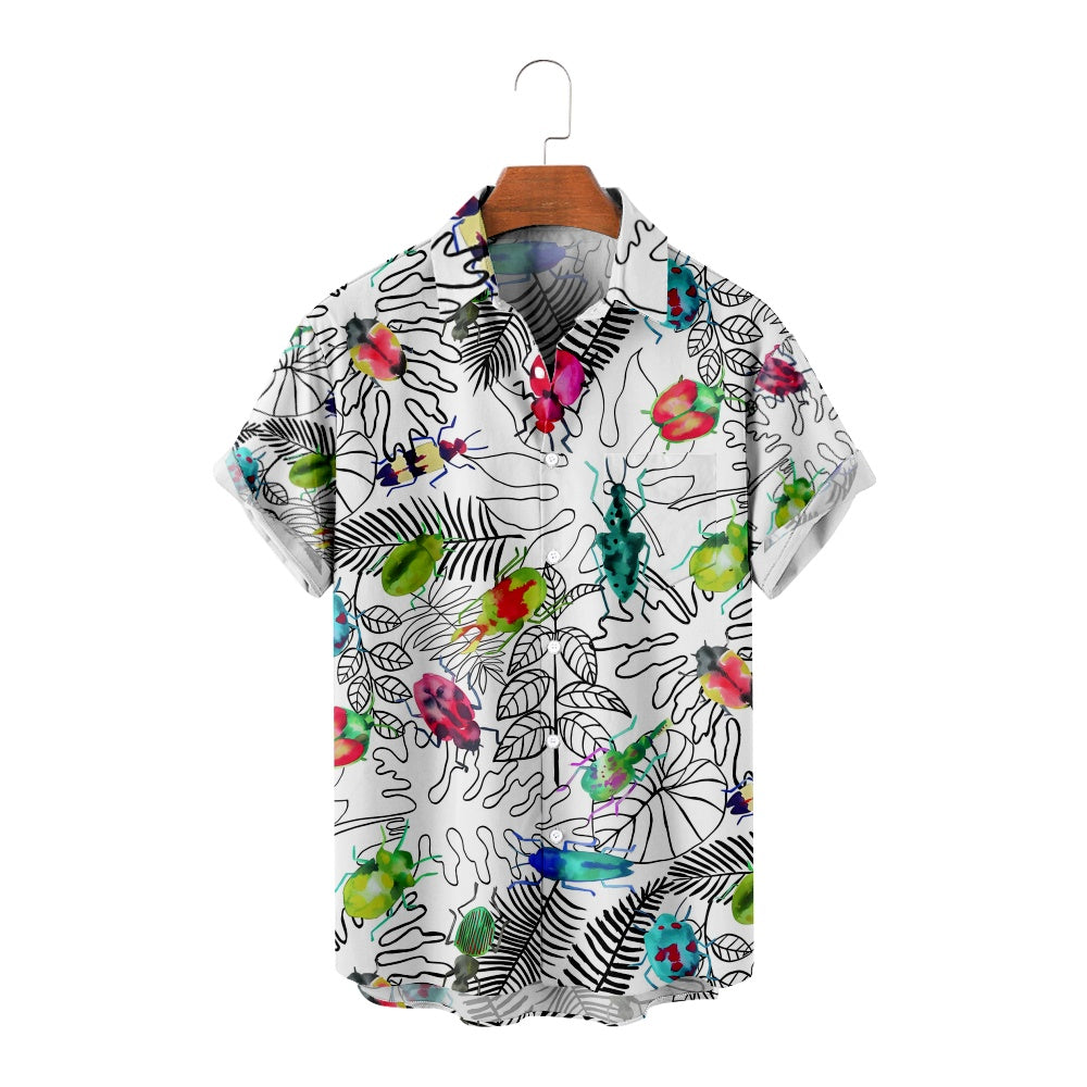 Men's Floral Colorful Insects Bugs Print Short Sleeve ShirtMens short sleeve shirts Big and tall Mens shirts Short sleeve shirts for men Mens 4xl shirts Casual short sleeve shirts