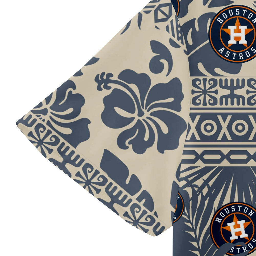 Houston Astros Baseball Hawaiian Tribal Floral Print Short Sleeve ShirtMens short sleeve shirts Big and tall Mens shirts Short sleeve shirts for men Mens 4xl shirts Casual short sleeve shirts