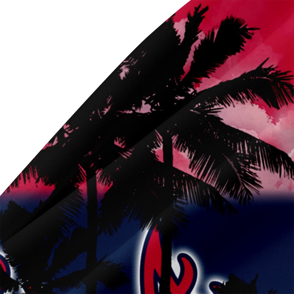 Atlanta Braves Baseball Hawaiian Palm Baseball Player Silhouettes Print Short Sleeve ShirtMens short sleeve shirts Big and tall Mens shirts Short sleeve shirts for men Mens 4xl shirts Casual short sleeve shirts