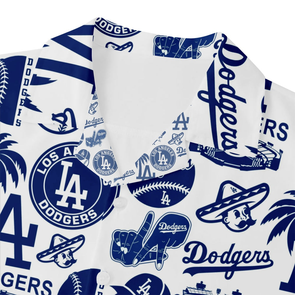 Los Angeles Dodgers Baseball Patches Print Short Sleeve ShirtMens short sleeve shirts Big and tall Mens shirts Short sleeve shirts for men Mens 4xl shirts Casual short sleeve shirts