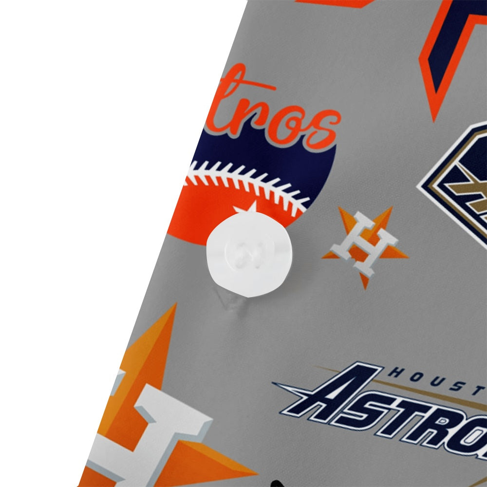 Houston Astros Baseball Patches Print Solid Blue Collar Short Sleeve ShirtMens short sleeve shirts Big and tall Mens shirts Short sleeve shirts for men Mens 4xl shirts Casual short sleeve shirts