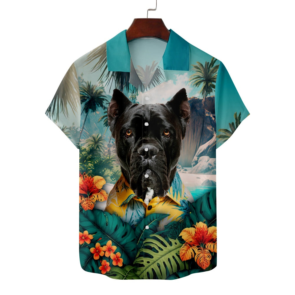 Men's Cane Corso Dog Vacation Print Short Sleeve ShirtMens short sleeve shirts Big and tall Mens shirts Short sleeve shirts for men Mens 4xl shirts Casual short sleeve shirts