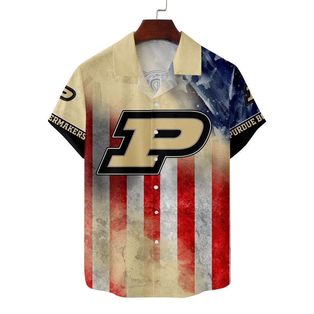 Purdue Boilermakers Baseball Basketball Star Stripes Flag Short Sleeve ShirtMens short sleeve shirts Big and tall Mens shirts Short sleeve shirts for men Mens 4xl shirts Casual short sleeve shirts