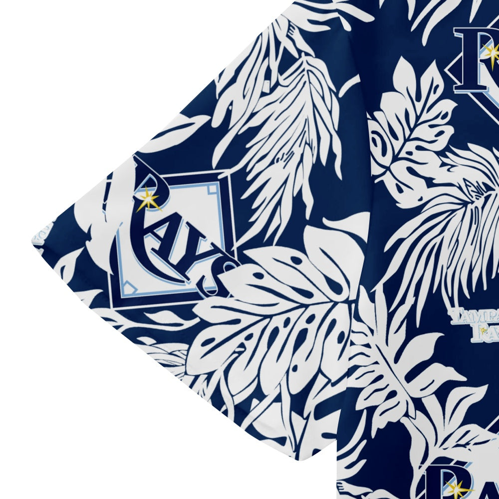 Tampa Bay Rays Baseball Hawaiian Print Leaf Foliage Short Sleeve ShirtMens short sleeve shirts Big and tall Mens shirts Short sleeve shirts for men Mens 4xl shirts Casual short sleeve shirts