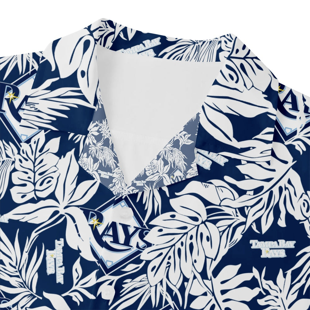 Tampa Bay Rays Baseball Hawaiian Print Leaf Foliage Short Sleeve ShirtMens short sleeve shirts Big and tall Mens shirts Short sleeve shirts for men Mens 4xl shirts Casual short sleeve shirts