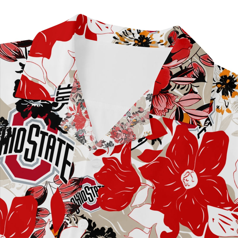 Ohio State Buckeyes American Football Hawaiian Print Short Sleeve ShirtMens short sleeve shirts Big and tall Mens shirts Short sleeve shirts for men Mens 4xl shirts Casual short sleeve shirts