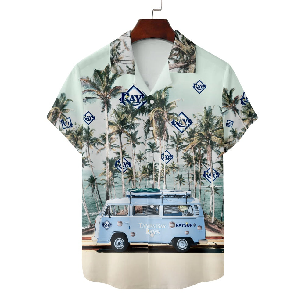 Tampa Bay Rays Baseball Minibus Palm Tree Ocean Short Sleeve ShirtMens short sleeve shirts Big and tall Mens shirts Short sleeve shirts for men Mens 4xl shirts Casual short sleeve shirts