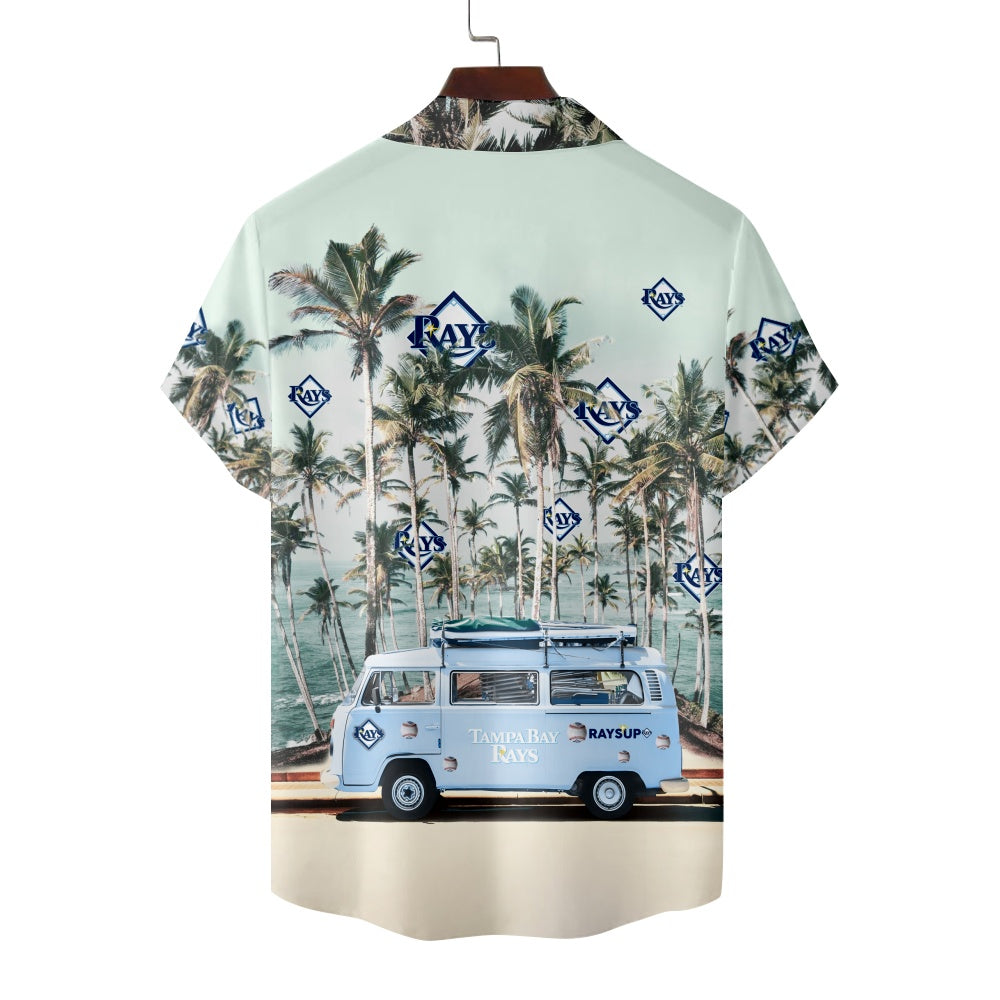 Tampa Bay Rays Baseball Minibus Palm Tree Ocean Short Sleeve ShirtMens short sleeve shirts Big and tall Mens shirts Short sleeve shirts for men Mens 4xl shirts Casual short sleeve shirts