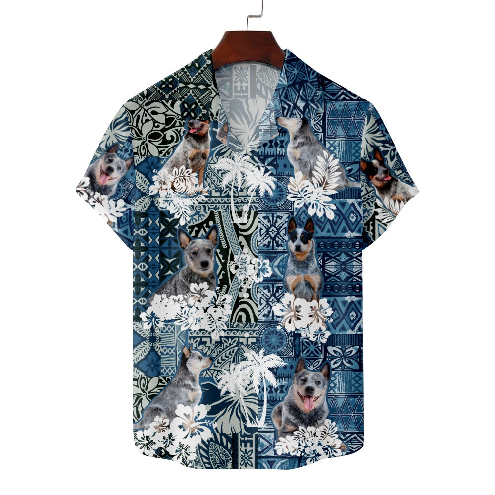 Men's Blue Heeler Dog Hawaiian Print Short Sleeve ShirtMens short sleeve shirts Big and tall Mens shirts Short sleeve shirts for men Mens 4xl shirts Casual short sleeve shirts