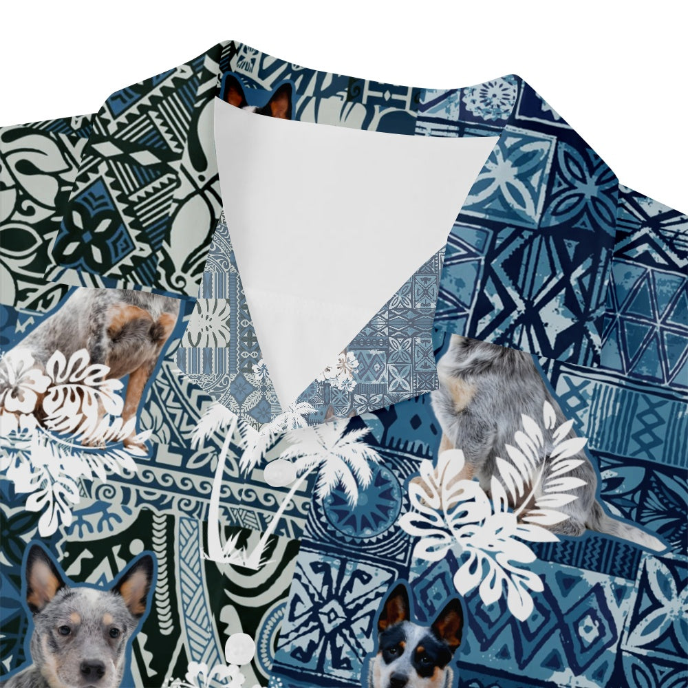 Men's Blue Heeler Dog Hawaiian Print Short Sleeve ShirtMens short sleeve shirts Big and tall Mens shirts Short sleeve shirts for men Mens 4xl shirts Casual short sleeve shirts