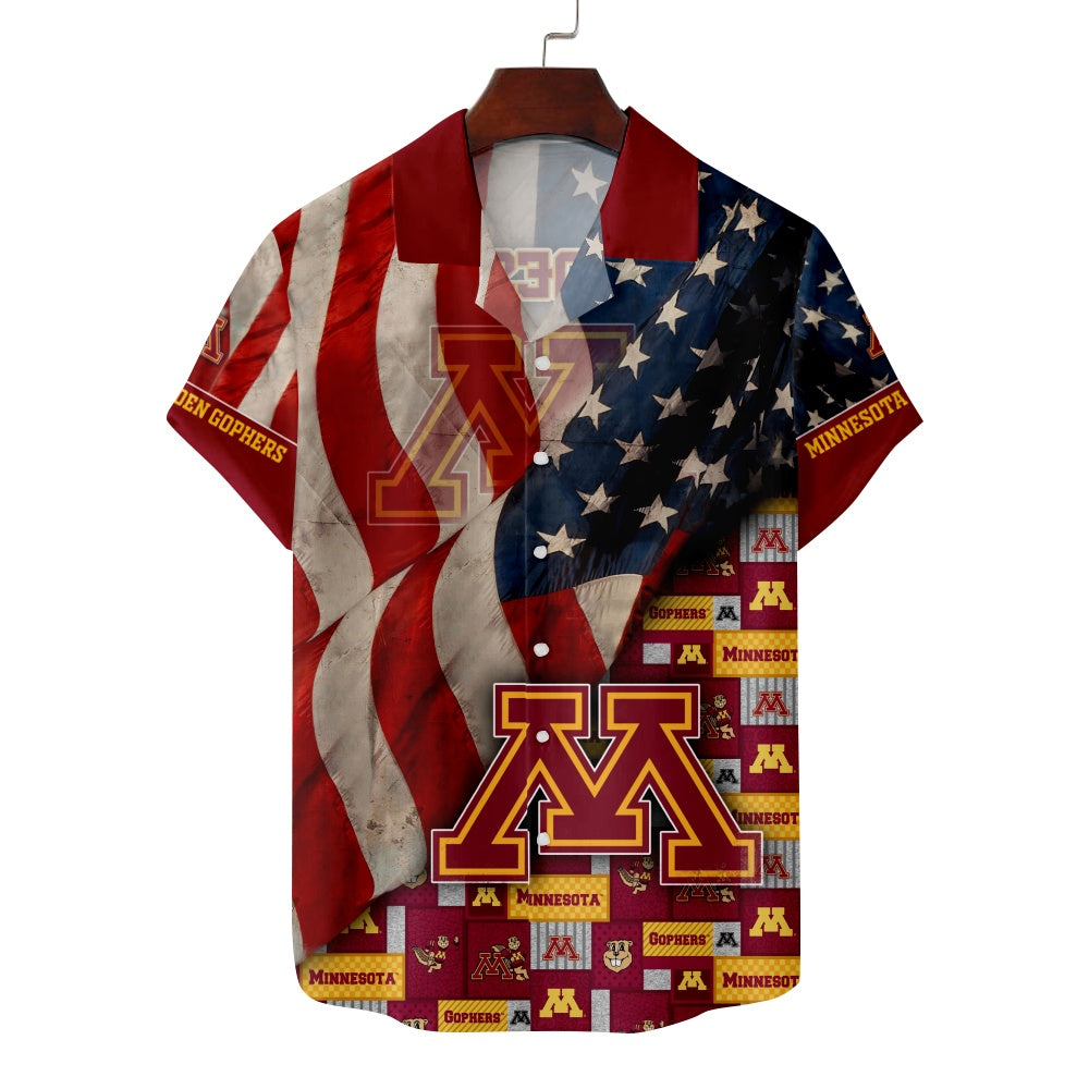 Minnesota Golden Gophers American Football Star Striped Flag ShirtMens short sleeve shirts Big and tall Mens shirts Short sleeve shirts for men Mens 4xl shirts Casual short sleeve shirts