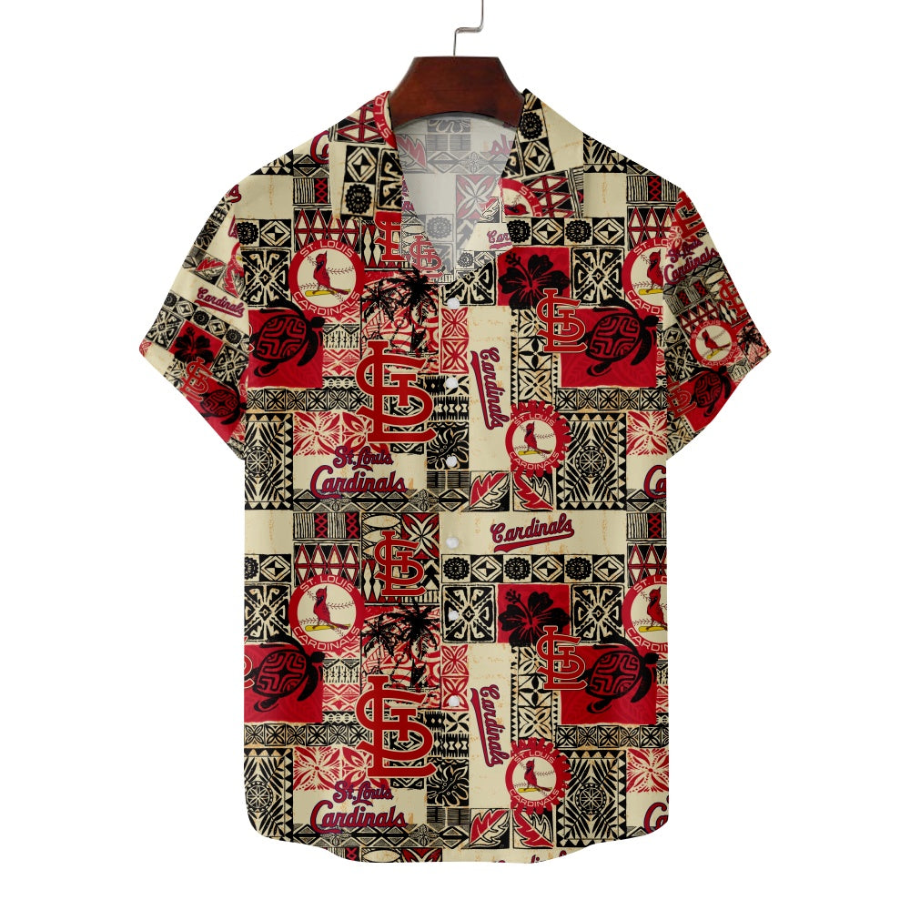 St. Louis Cardinals Baseball Vintage Hawaiian Tribal Print Short Sleeve ShortMens short sleeve shirts Big and tall Mens shirts Short sleeve shirts for men Mens 4xl shirts Casual short sleeve shirts