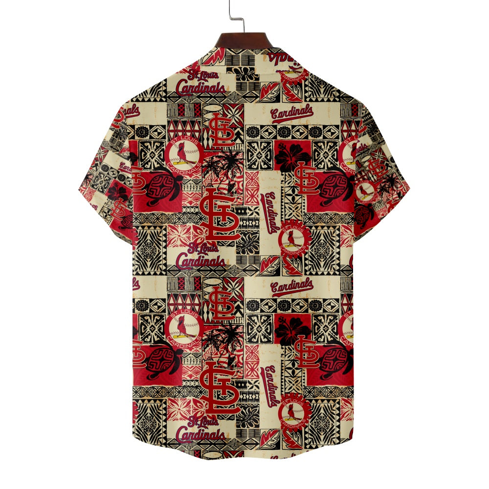 St. Louis Cardinals Baseball Vintage Hawaiian Tribal Print Short Sleeve ShortMens short sleeve shirts Big and tall Mens shirts Short sleeve shirts for men Mens 4xl shirts Casual short sleeve shirts