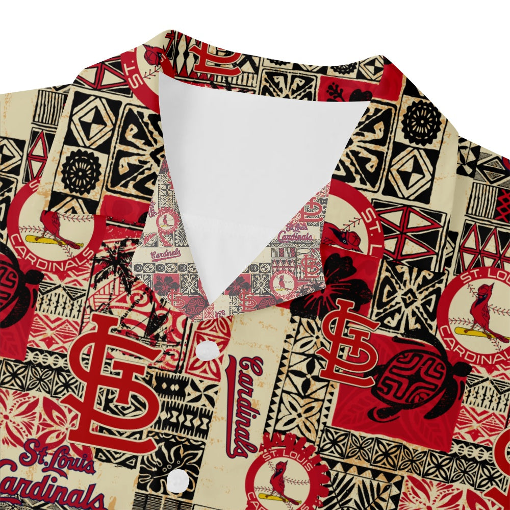 St. Louis Cardinals Baseball Vintage Hawaiian Tribal Print Short Sleeve ShortMens short sleeve shirts Big and tall Mens shirts Short sleeve shirts for men Mens 4xl shirts Casual short sleeve shirts