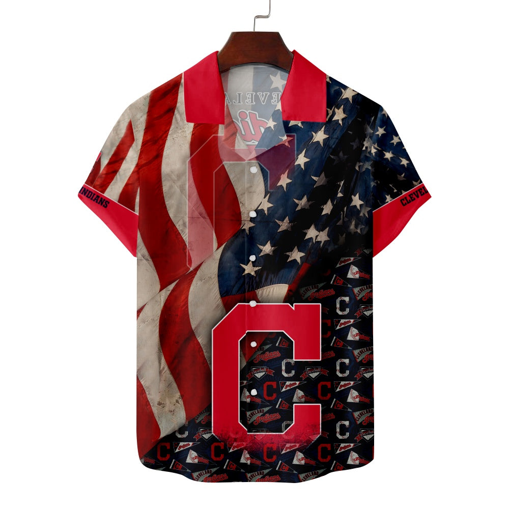 Cleveland Guardians Baseball Star Striped Flag ShirtMens short sleeve shirts Big and tall Mens shirts Short sleeve shirts for men Mens 4xl shirts Casual short sleeve shirts