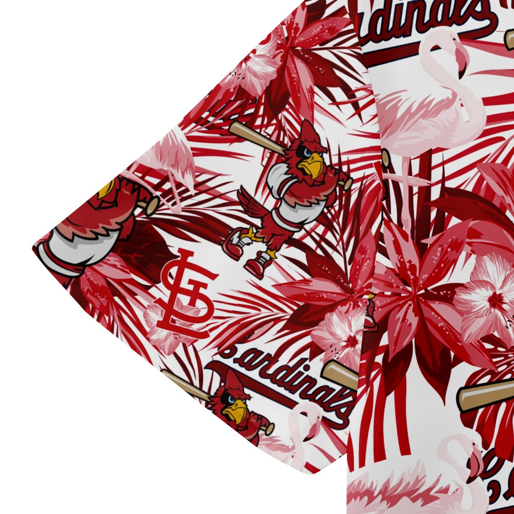 St. Louis Cardinals Baseball Hawaiian Floral Leaf Print Short Sleeve ShortMens short sleeve shirts Big and tall Mens shirts Short sleeve shirts for men Mens 4xl shirts Casual short sleeve shirts