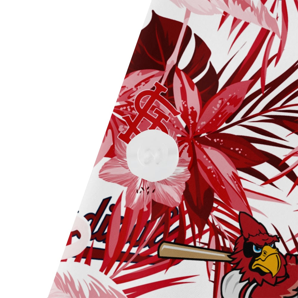 St. Louis Cardinals Baseball Hawaiian Floral Leaf Print Short Sleeve ShortMens short sleeve shirts Big and tall Mens shirts Short sleeve shirts for men Mens 4xl shirts Casual short sleeve shirts