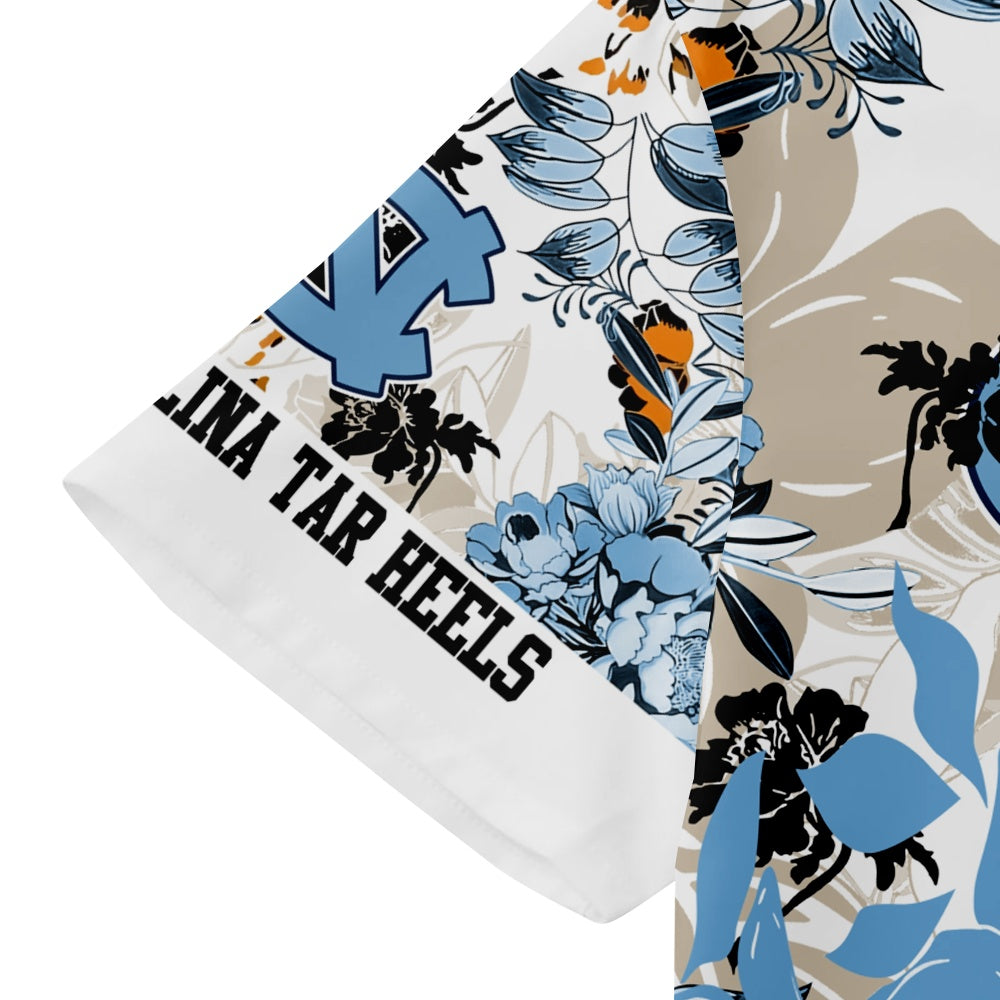 North Carolina Tar Heels Basketball Hawaiian Floral Print Short Sleeve ShortMens short sleeve shirts Big and tall Mens shirts Short sleeve shirts for men Mens 4xl shirts Casual short sleeve shirts